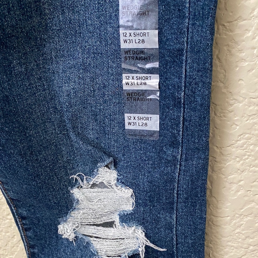 Levi's wedgie straight Distressed Dark Blue Jeans - Picture 3 of 5